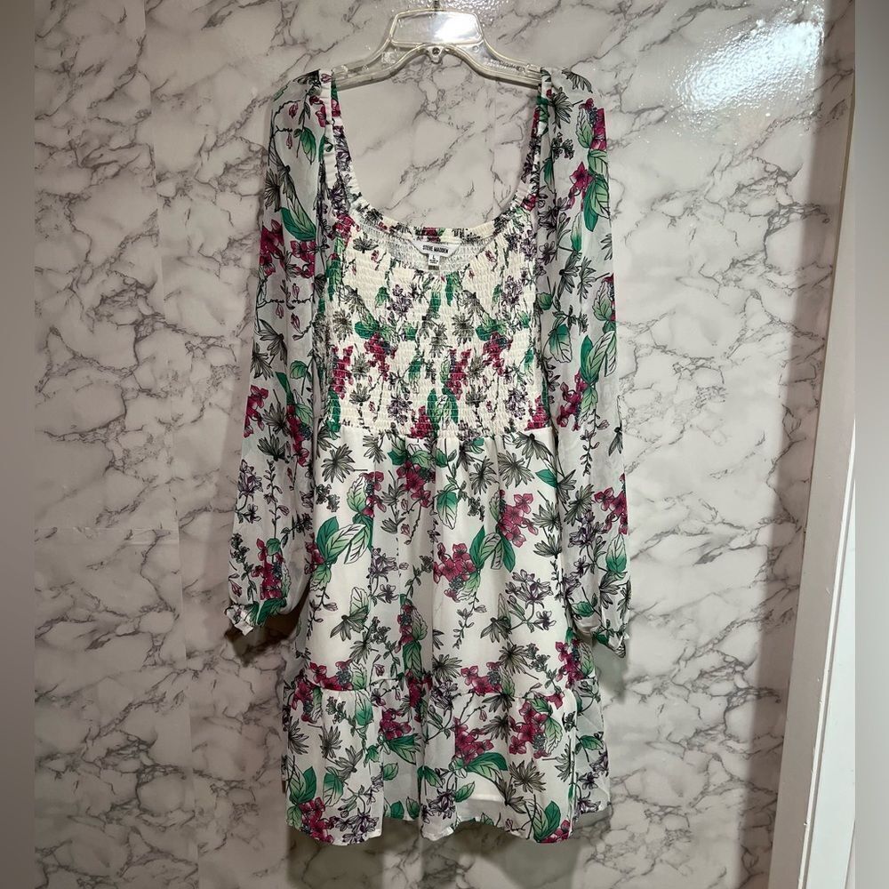 Steve Madden Smocked Long Sleeve Mini Dress